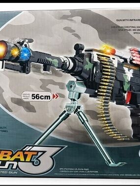 Combat Gun 3 Toy Machine Gun with Lights, Sound & Infrared Battery Operated